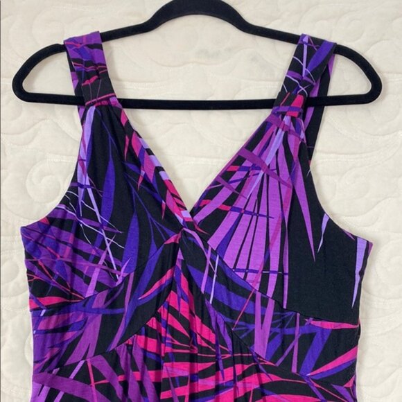 Denver Hayes Maxi Dress Purple Black Pattern Size Large - Picture 2 of 6